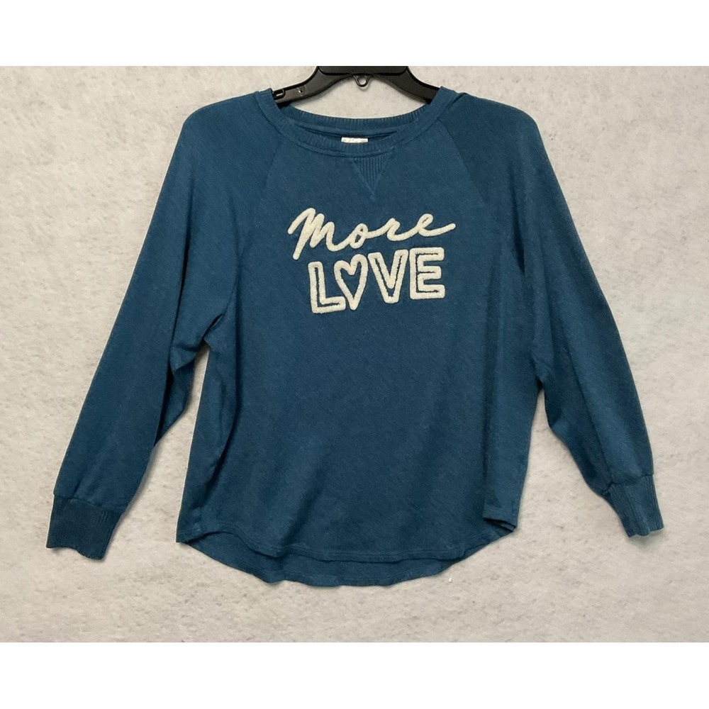 Secret Treasures Sweatshirt Womens Small Green More Love Graphic Pullover Lounge